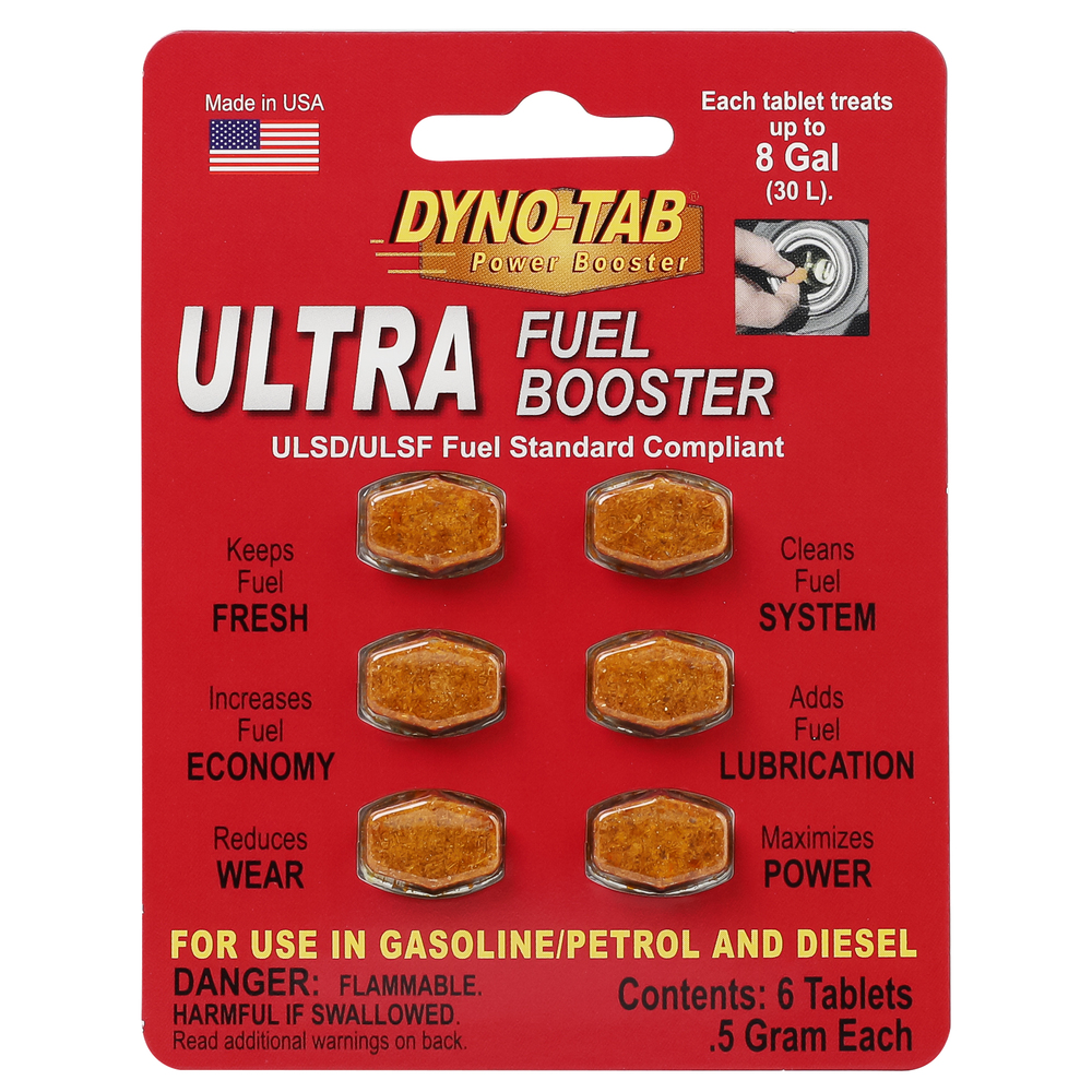Dyno-tab® ULTRA Fuel Booster – 45720 - for Gasoline & Diesel Engines | 6-Tablet Card | 1 Tablet Treats 30 Liters